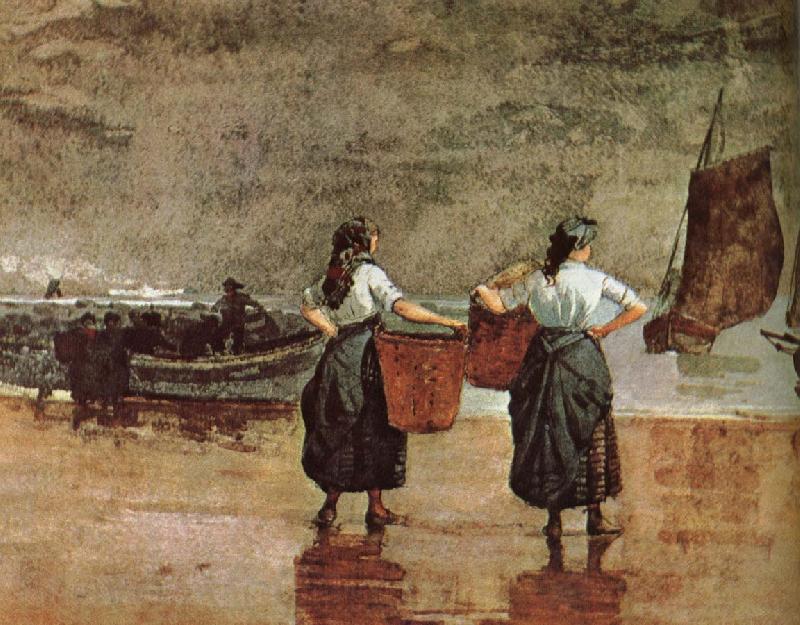 Winslow Homer Beach ee Fisherwoman ee Mother Spain oil painting art